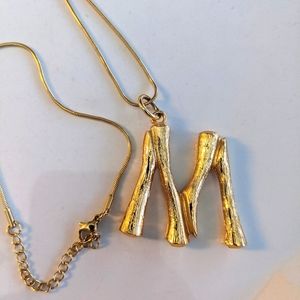M bamboo initial necklace